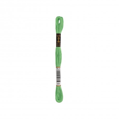 Meada de linha de bordar Anchor Stranded Cotton, filosele cor 225 verde